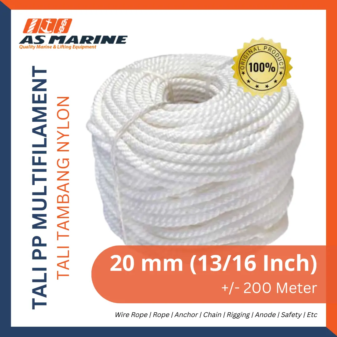 Tali Tambang Nylon / Tali Nilon / Tali Plastik PP Multifilament 20 mm